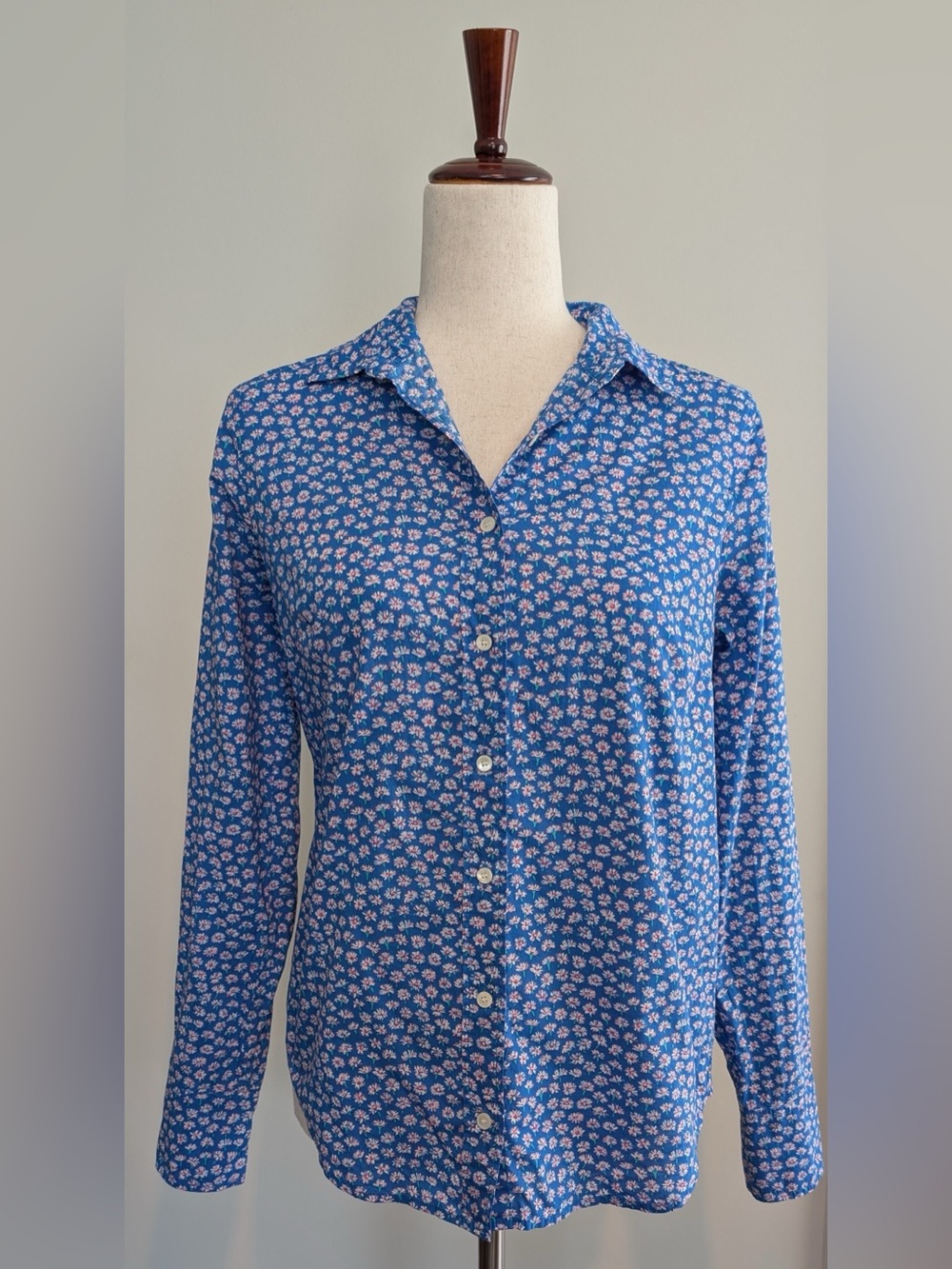 J. Crew x Liberty of London Women’s Button Down Bellis Daisy Lt Blue Multi Sz 4